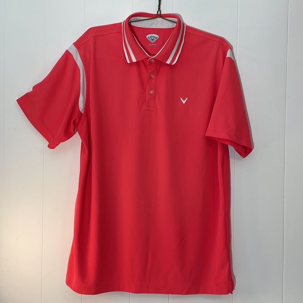 Callaway Mens Short Sleeve Golf Polo XXL-Tall Coral Orange